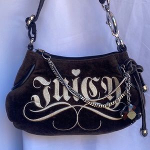 Juicy Couture Brown Velour Vintage Mini Purse with Charms